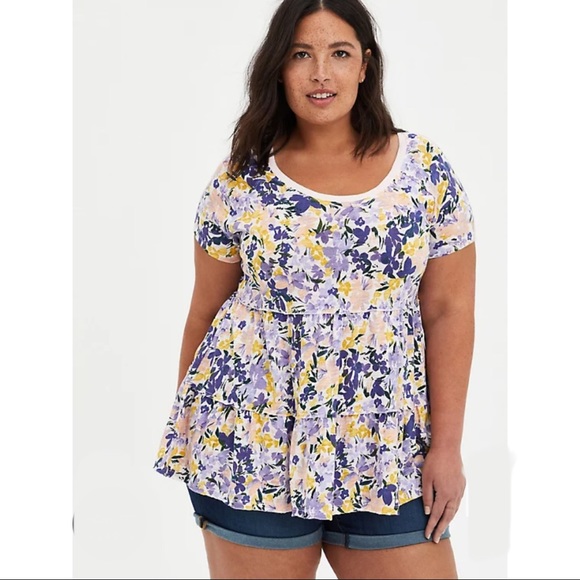 NWT TORRID Floral Tiered Supersoft Babydoll - Picture 2 of 8